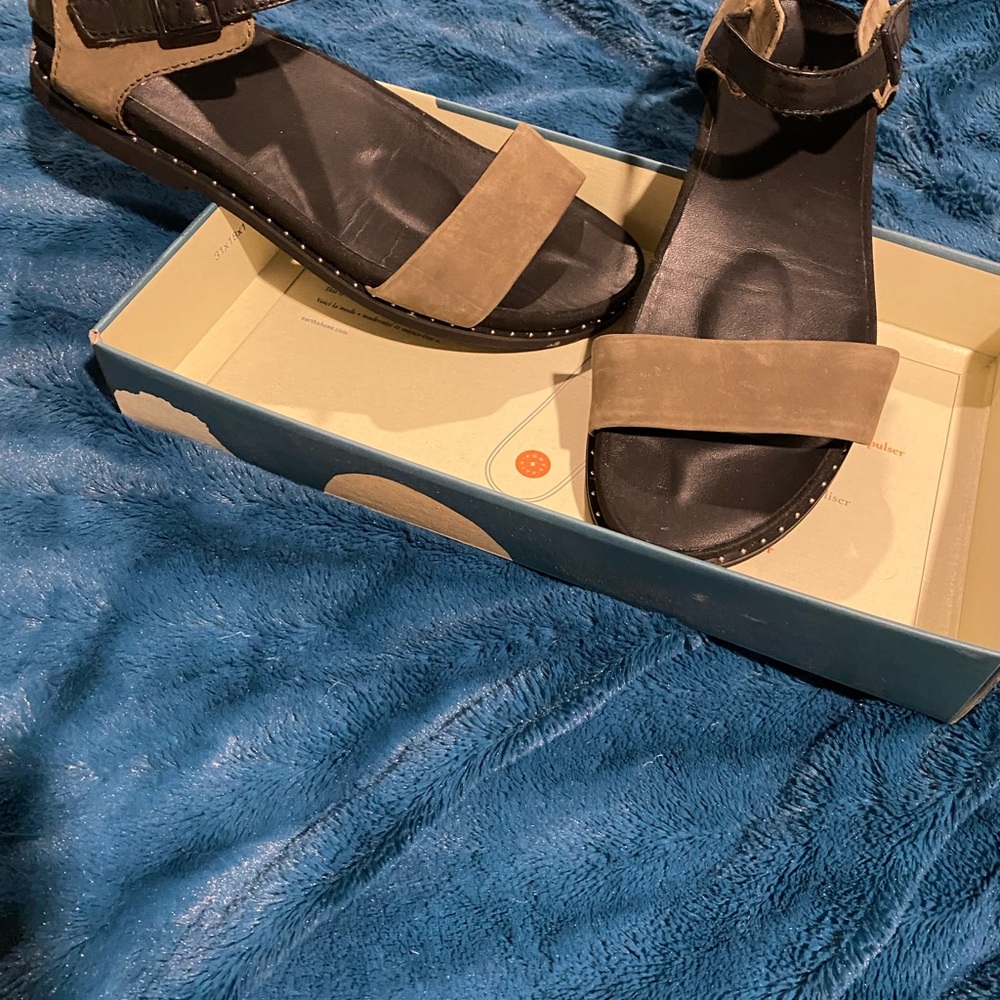 Earth Black and Brown Ankle-Strap Sandals - Picture 2 of 3